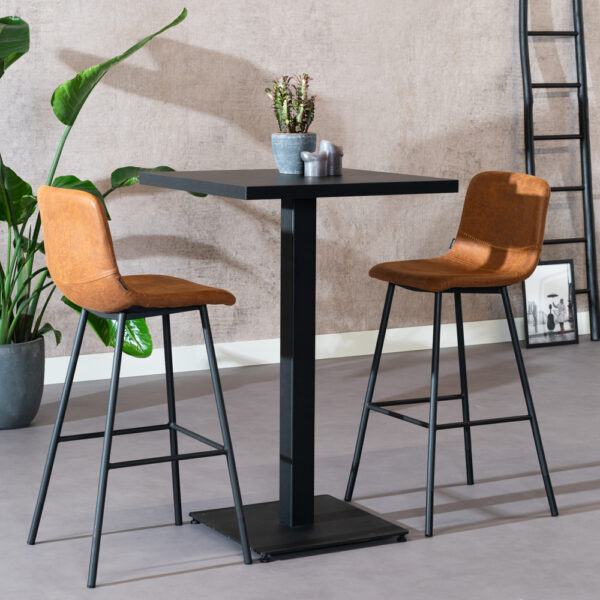 Bartafel Nils melamine zwart 70 x 70 cm