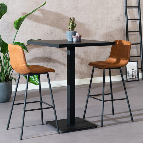 Bartafel Nils melamine zwart 80 x 80 cm