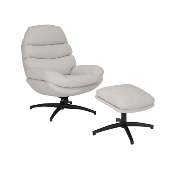 Fauteuil Palma (met hocker) draaibaar linnen