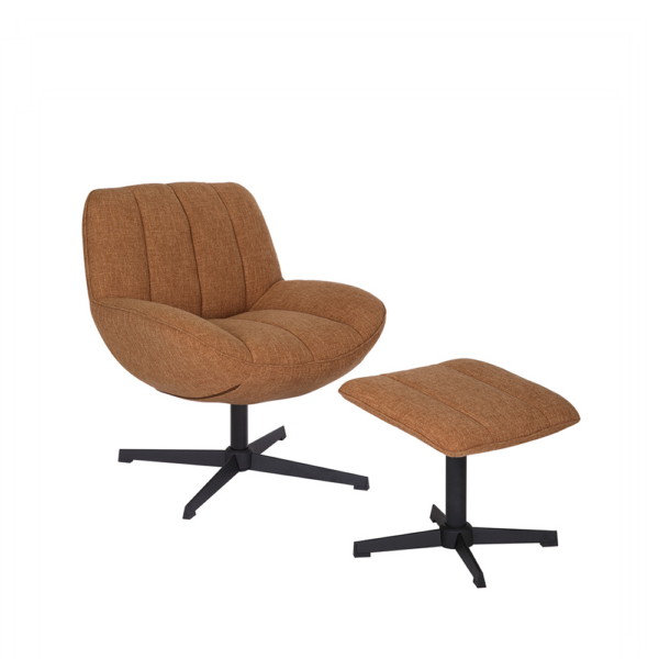 Fauteuil Santa (met hocker) draaibaar linnen 1