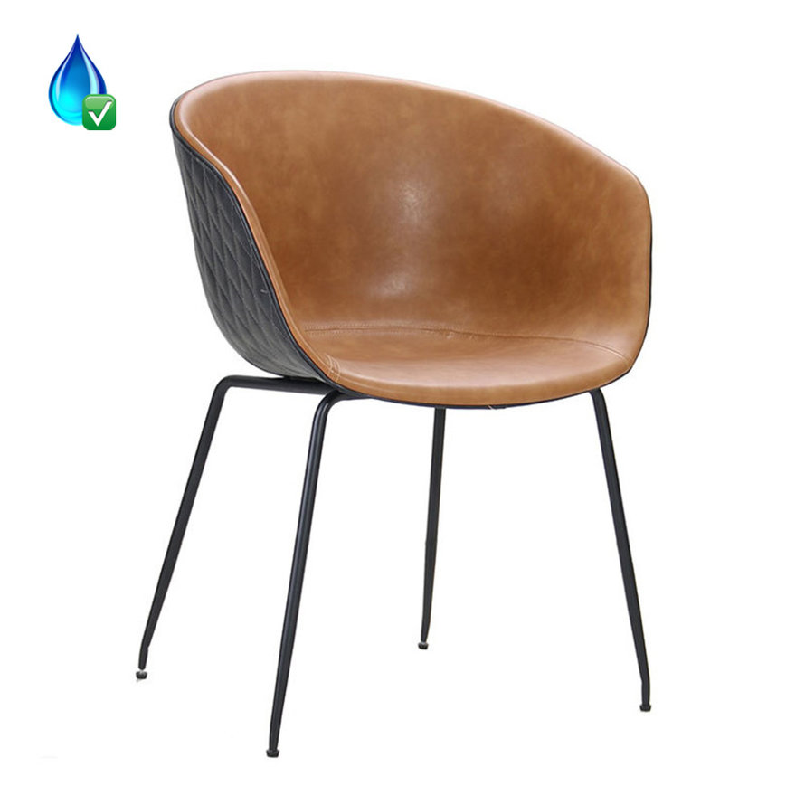 Stoel Sara cognac.zwart PU leer